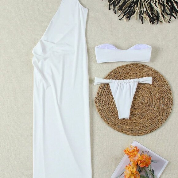 White Elegant Women's Sexy Bikini Swimwear - Picture 4 of 5